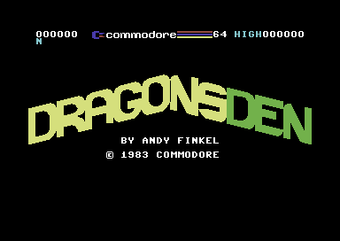 Dragonsden title screen for Commodore 64